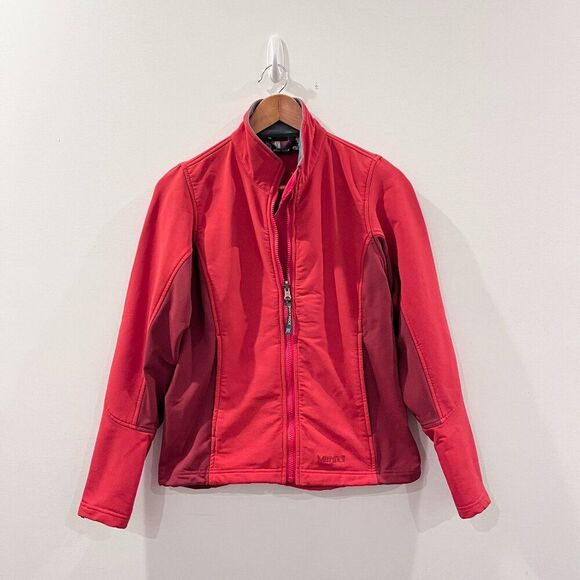 Marmot Fleece Lined Soft Shell Jacket Size Small Women's Red Zip Front - Picture 1 of 6